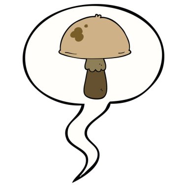 karikatür mantar ve konuşma balonu