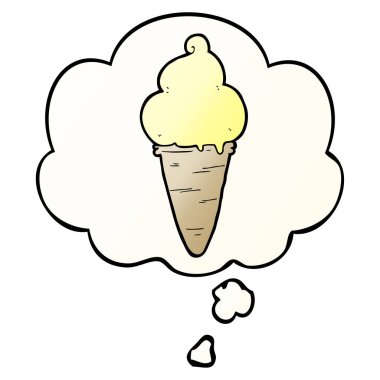 karikatür dondurma ve pürüzsüz degrade tarzında düşünce balonu