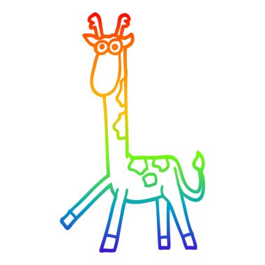 gökkuşağı gradyan çizgi çizim karikatür yürüyüş zürafa