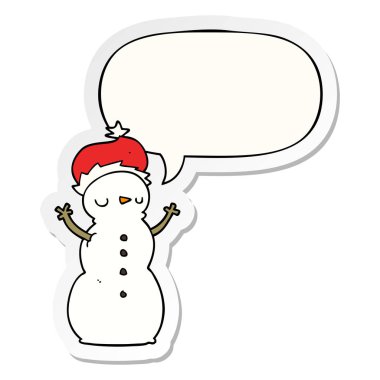 karikatür kardan adam ve konuşma kabarcık etiket