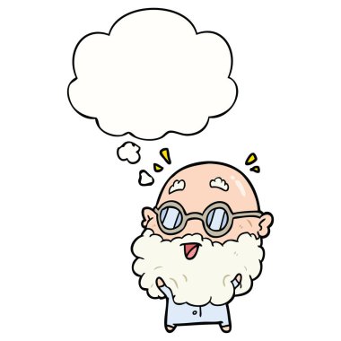 karikatür yaşlı adam şaşırttı ve kabarcık düşündüm