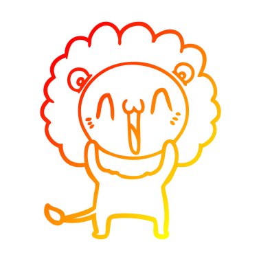 sıcak degrade çizgi çizim mutlu karikatür aslan