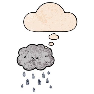 sevimli karikatür bulut ve grunge doku desen düşünce balonu 