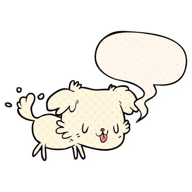 sevimli karikatür köpek çizgi roman st kuyruk ve konuşma balonu sallayarak