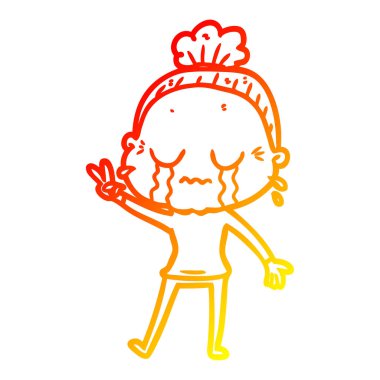 sıcak degrade çizgi çizim karikatür ağlayan yaşlı bayan