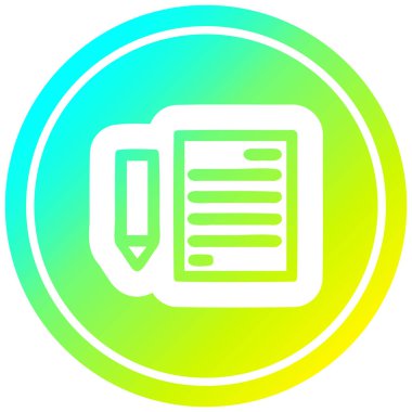 soğuk degrade spektrumda belge ve kalem dairesel