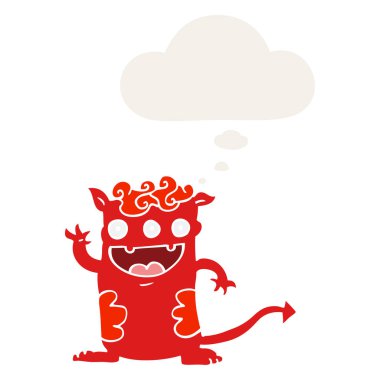 retro tarzında karikatür halloween canavar ve düşünce balonu