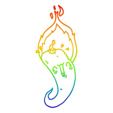 gökkuşağı degrade çizgi çizim karikatür yanan acı biber