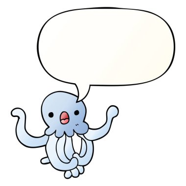 karikatür denizanası ve konuşma balonu pürüzsüz degrade tarzında