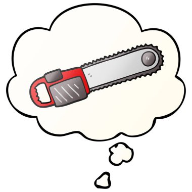 karikatür testere ve pürüzsüz degrade tarzında düşünce balonu