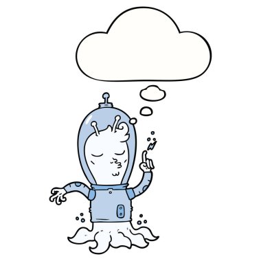 karikatür yabancı ve düşünce balonu