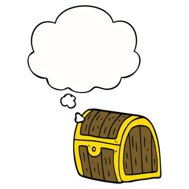 karikatür hazine göğüs ve düşünce balonu