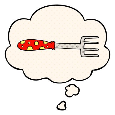 çizgi roman tarzında karikatür çatal ve düşünce balonu