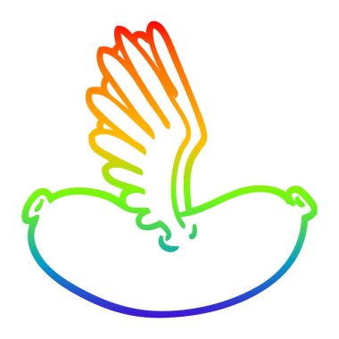 gökkuşağı gradyan çizgi çizim karikatür uçan sosis