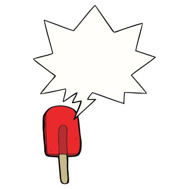 karikatür buz lolly ve konuşma balonu