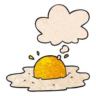 karikatür kızarmış yumurta ve grunge doku desen s düşünce balonu