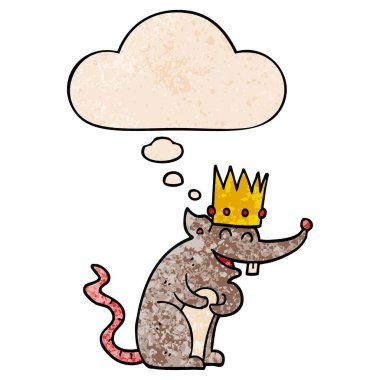 karikatür sıçan kral gülme ve grunge doku p kabarcık düşünce