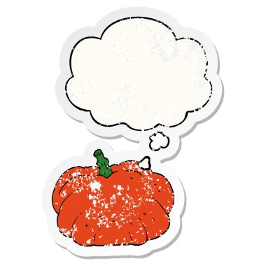 karikatür kabak ve sıkıntılı yıpranmış etiket olarak kabarcık düşünce