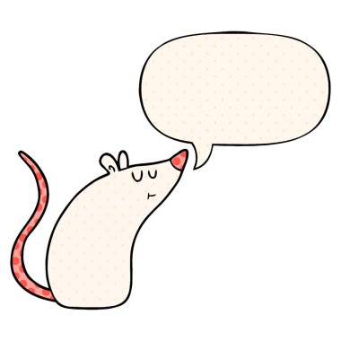 çizgi roman tarzında karikatür beyaz fare ve konuşma balonu