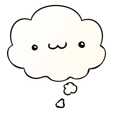 mutlu karikatür ifade ve pürüzsüz degrade s düşünce balonu