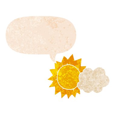 retro dokulu tarzda karikatür hava ve konuşma balonu