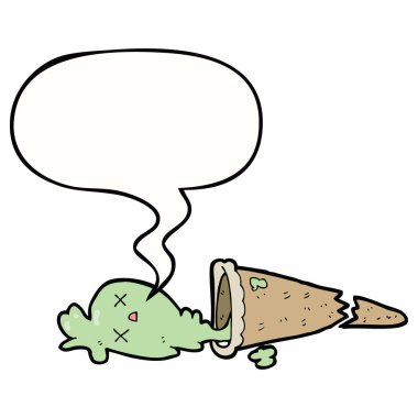 karikatür dondurma ve konuşma balonu düştü