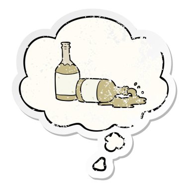 karikatür bira şişeleri ve sıkıntılı yıpranmış sti olarak kabarcık düşünce