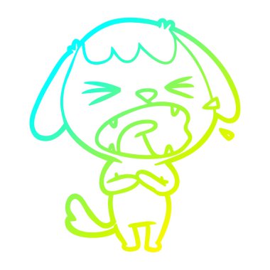 soğuk degrade çizgi çizim sevimli karikatür köpek