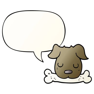 karikatür köpek ve kemik ve konuşma balonu pürüzsüz degrade tarzında
