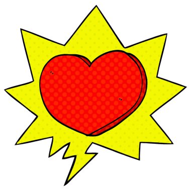 çizgi roman tarzında karikatür kalp ve konuşma balonu