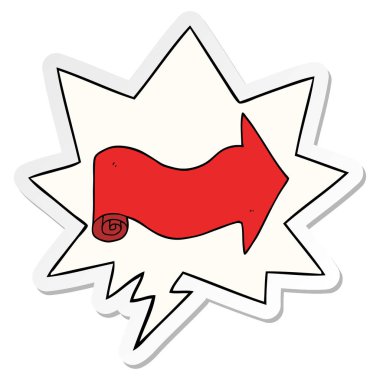 karikatür işaret ok ve konuşma kabarcık etiket