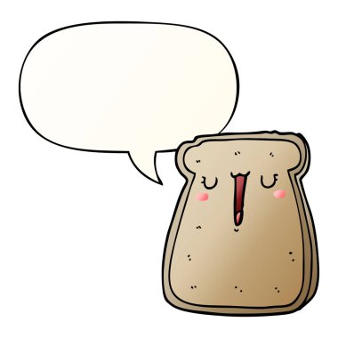 düzgün degrade tarzında karikatür tost ve konuşma balonu