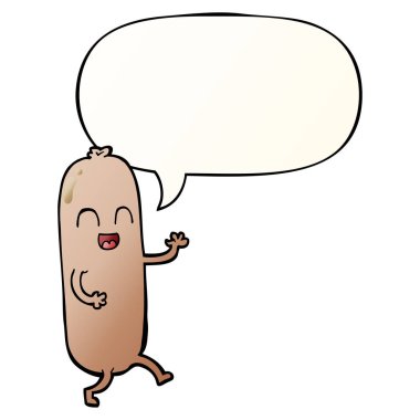 düzgün degrade sty karikatür dans sosis ve konuşma balonu