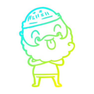 soğuk degrade çizgi dil dışarı yapışmasını sakallı adam çizim