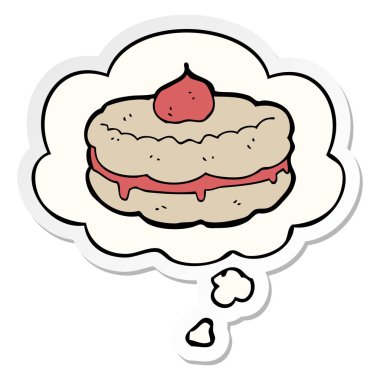 karikatür bisküvi ve baskılı bir etiket olarak kabarcık düşünce