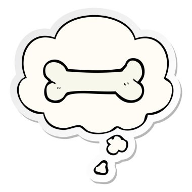 karikatür kemik ve baskılı bir etiket olarak düşünce balonu