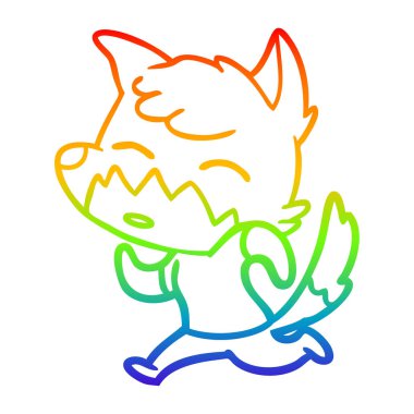 gökkuşağı degrade çizgi çizim karikatür tilki