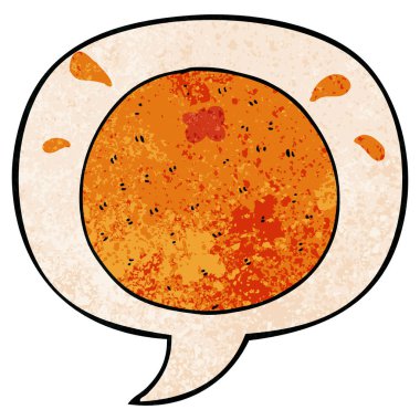 retro doku tarzında karikatür turuncu ve konuşma balonu