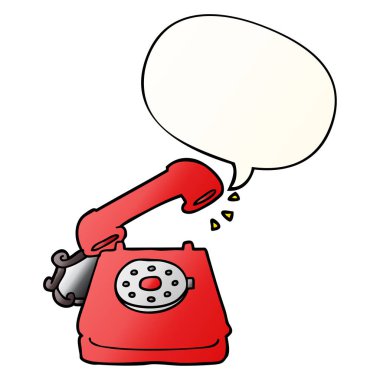 düzgün degrade tarzında karikatür eski telefon ve konuşma balonu