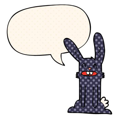 çizgi roman tarzında karikatür tavşan ve konuşma balonu