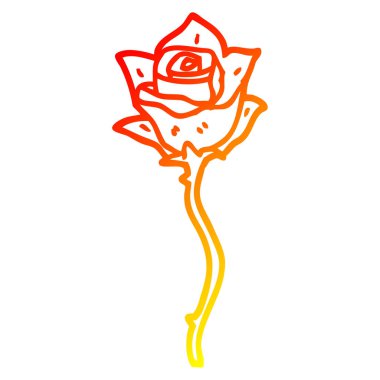 sıcak degrade çizgi çizim karikatür kırmızı gül