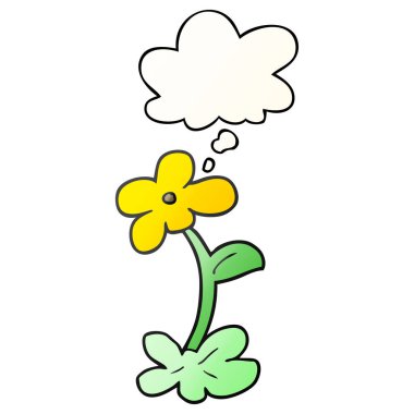 çizgi film çiçek ve pürüzsüz degrade tarzında düşünce balonu