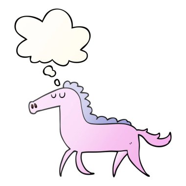 çizgi film at ve düşünce kabarcık pürüzsüz degrade tarzı