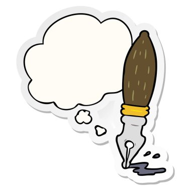 karikatür kalem ve baskılı bir etiket olarak düşünce balonu