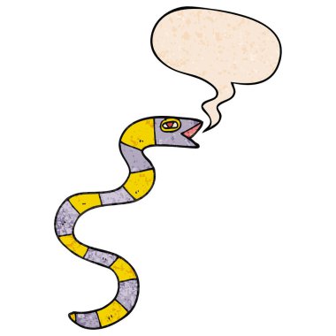 retro doku tarzında karikatür yılan ve konuşma balonu