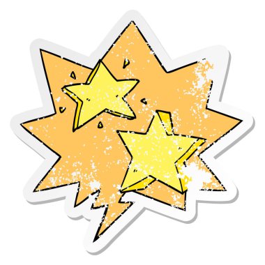 karikatür yıldızı ve konuşma balonu sıkıntılı etiket