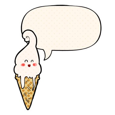 çizgi roman tarzında karikatür dondurma ve konuşma balonu