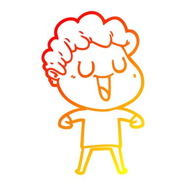 sıcak degrade çizgi çizim gülen karikatür adam