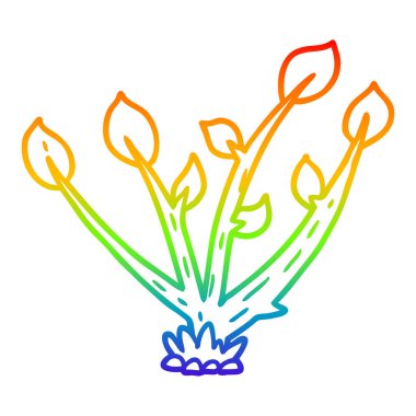 gökkuşağı degrade çizgi çizim karikatür filizlenme bitki