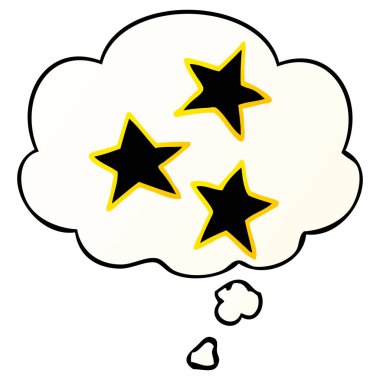 çizgi film yıldızları ve pürüzsüz degrade tarzında düşünce balonu